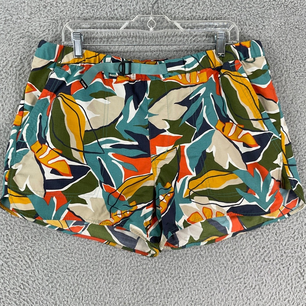 REI Co-op Trail Shorts Womens XL Multicolor Tropical Leaf Print Ripstop Belted